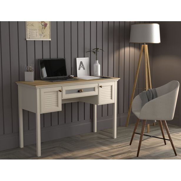 Työpöytä Linento Furniture FRN-21033, 132x50cm, kerma/ruskea/harmaa
