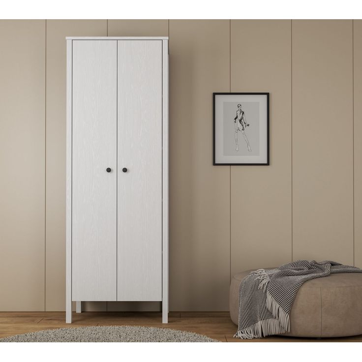 Vaatekaappi Linento Furniture FRN-20040, 70x195cm, valkoinen