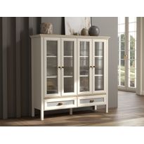 Vitriinikaappi Linento Furniture FRN-21029, 136x136cm, kerma/ruskea/harmaa