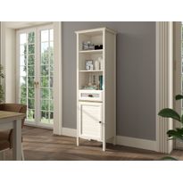 Säilytyskaappi avohyllyillä Linento Furniture FRN-21021, 60x194cm, kerma/ruskea/harmaa