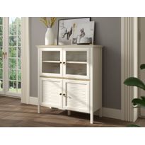 Vitriinikaappi Linento Furniture FRN-21022, 110x120cm, kerma/ruskea