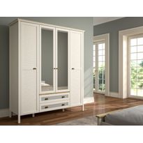 Vaatekaappi Linento Furniture FRN-21004, 186.3x215.9cm, kerma/ruskea/harmaa