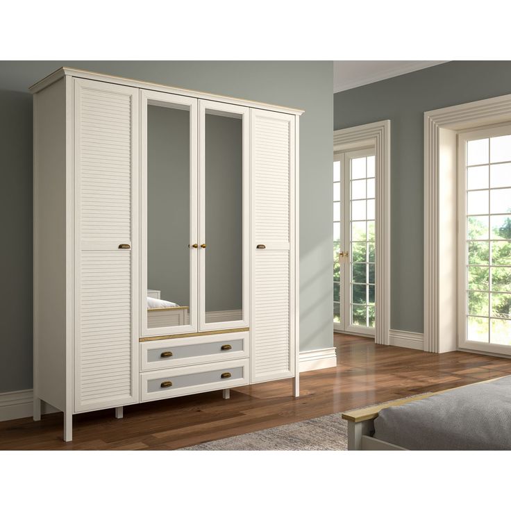 Vaatekaappi Linento Furniture FRN-21004, 186.3x215.9cm, kerma/ruskea/harmaa