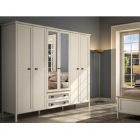 Vaatekaappi Linento Furniture FRN-21007, 272.5x215.9cm, kerma/ruskea/harmaa