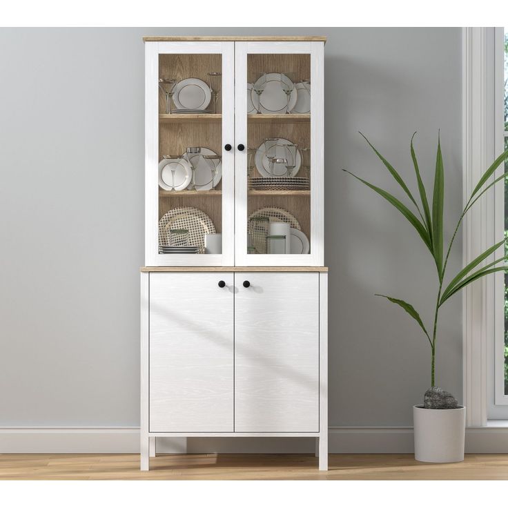 Vitriinikaappi Linento Furniture FRN-20070, 83x194cm, valkoinen
