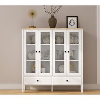 Vitriinikaappi Linento Furniture FRN-20071, 130x136cm, valkoinen/ruskea