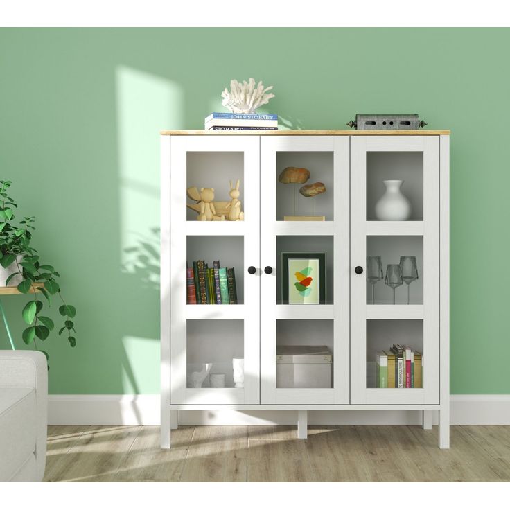 Vitriinikaappi Linento Furniture FRN-20073, 112x123cm, valkoinen