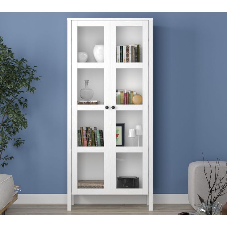 Vitriinikaappi Linento Furniture FRN-20032, 80x180cm, valkoinen