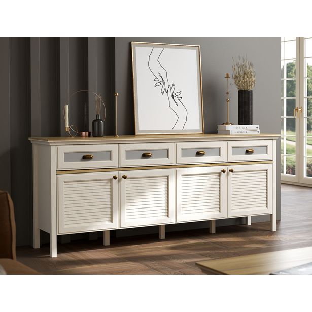 Senkki Linento Furniture FRN-21009, leveys 200.4cm, kerma/ruskea/harmaa