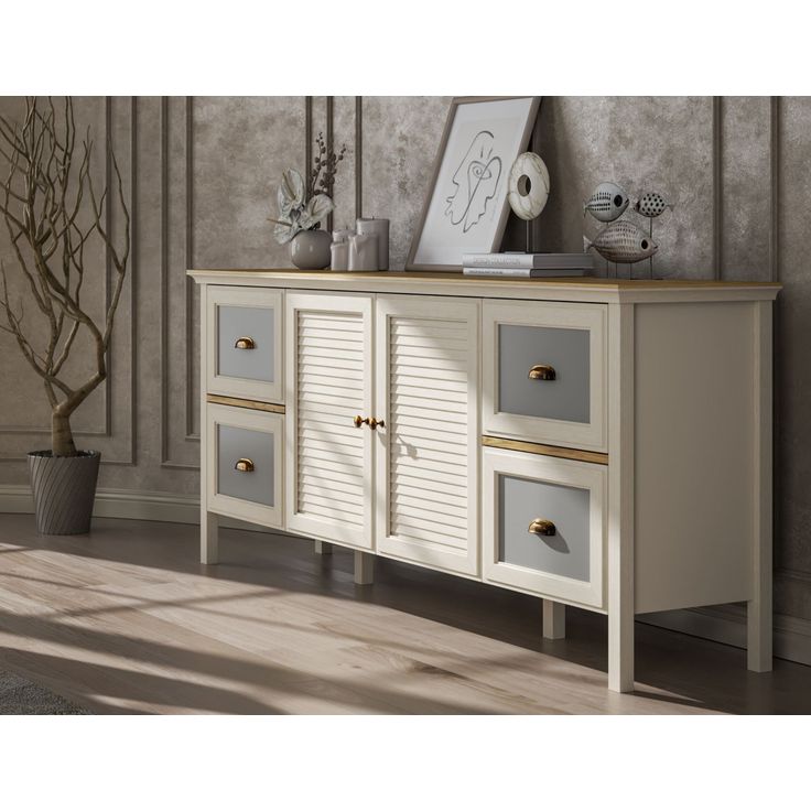 Senkki Linento Furniture FRN-21010, leveys 184.8cm, kerma/ruskea/harmaa