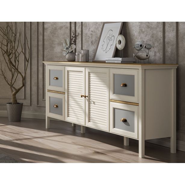 Senkki Linento Furniture FRN-21010, leveys 184.8cm, kerma/ruskea/harmaa