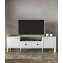 TV-taso Linento Furniture FRN-20056, leveys 180cm, valkoinen/ruskea