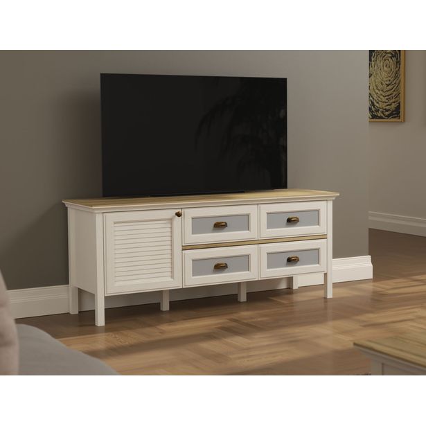 TV-taso Linento Furniture FRN-21012, leveys 150cm, kerma/ruskea/harmaa