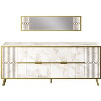 Senkki ja peili Linento Furniture Frida, valkoinen/kulta
