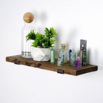 Puinen seinähylly Linento Furniture LAM007, leveys 40cm, tummanruskea