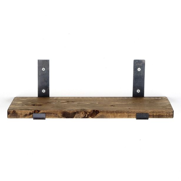 Puinen seinähylly Linento Furniture LAM007, leveys 40cm, tummanruskea