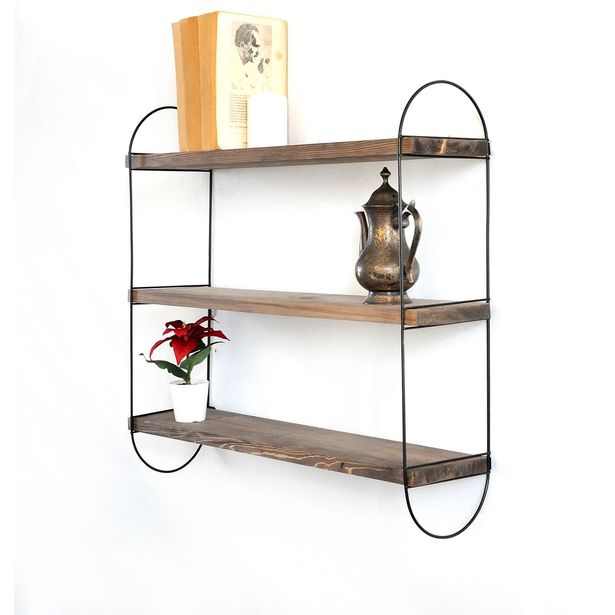 Puinen seinähyllykkö Linento Furniture WR041, 60x55cm, ruskea