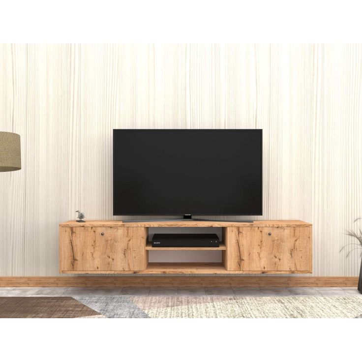 Seinään kiinnitettävä TV-taso Linento Furniture Radience, leveys 180cm, ruskea