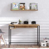 Työpöytä ja seinähylly Linento Furniture Lou, 100x60cm, ruskea/musta