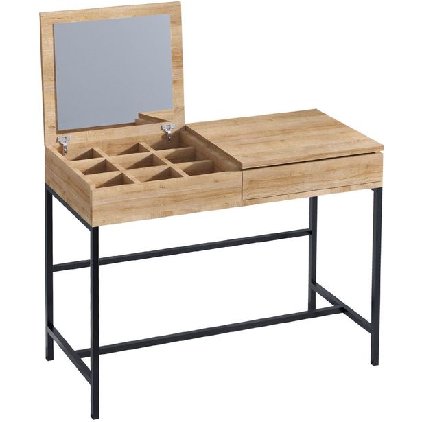 Meikkipöytä Linento Furniture Linda tammi/musta