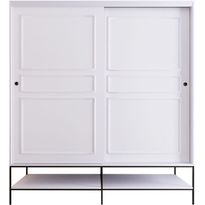 Vaatekaappi liukuovilla Linento Furniture Martin, 190cm, valkoinen