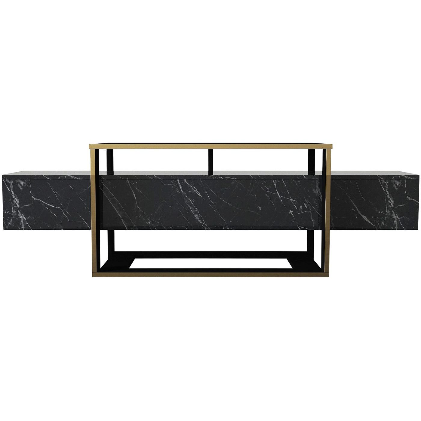 TV-taso Linento Furniture Bianco, musta/kulta