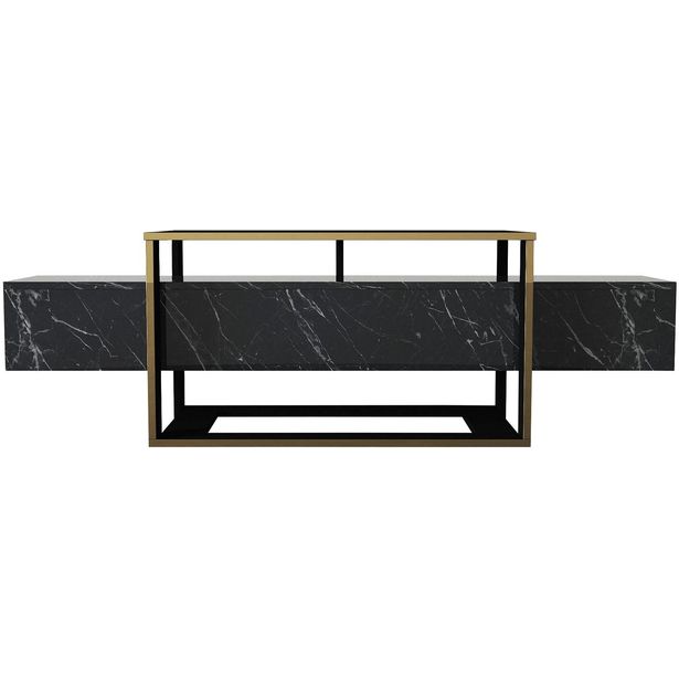TV-taso Linento Furniture Bianco, musta/kulta