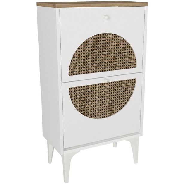 Kenkäkaappi Linento Furniture Burito valkoinen/tammi