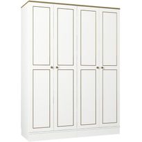Vaatekaappi Linento Furniture Ravenna 4, valkoinen, 140cm