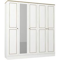 Vaatekaappi Linento Furniture Ravenna 5, valkoinen, 175cm