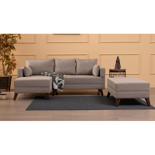 Divaanivuodesohva rahilla Linento Furniture Bella, 3-istuttava, vasen