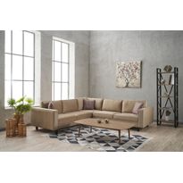 Samettikulmasohva Linento Furniture Kale Velvet, 4-istuttava, kerma
