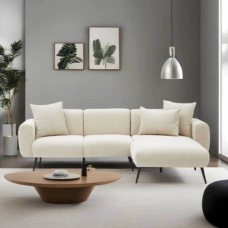 Divaanisohva Linento Furniture Side, 3-istuttava, oikea, kerma