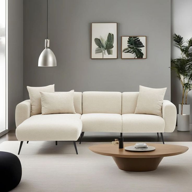 Divaanisohva Linento Furniture Side, 3-istuttava, vasen, kerma