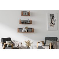 Seinähylly Linento Furniture Buzim, 3kpl, tummanruskea