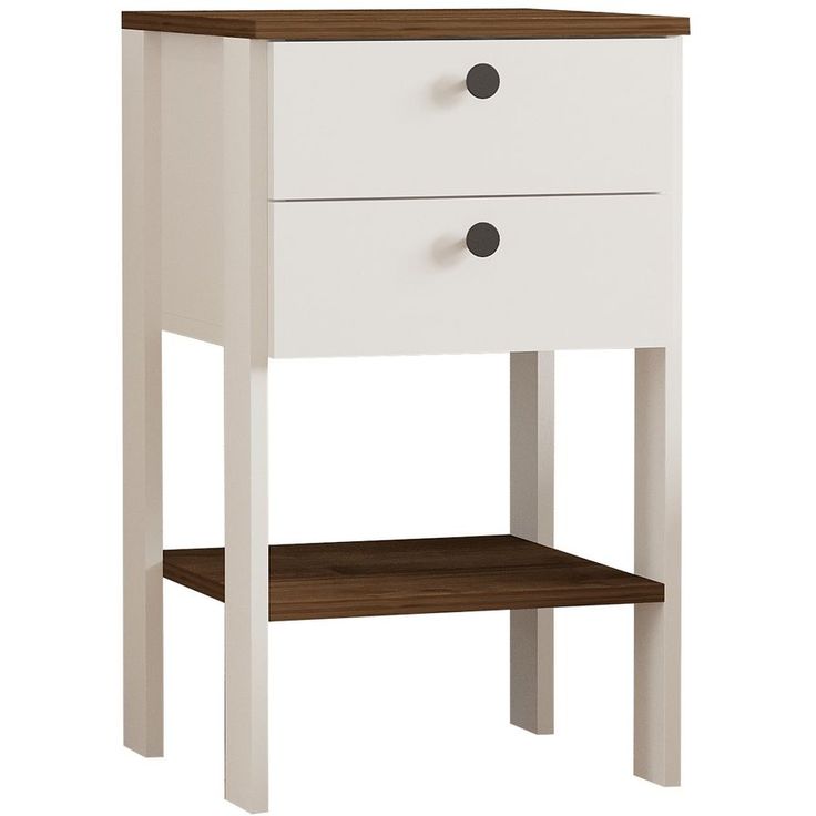 Yöpöytä Linento Furniture Ruzisa, 44x44cm, valkoinen/ruskea