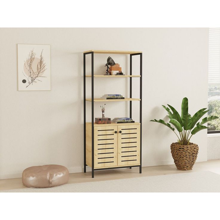 Kirjahylly Linento Furniture Metela, ruskea/musta