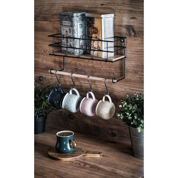 Seinähylly Linento Furniture Gwen, leveys 32cm, ruskea/musta