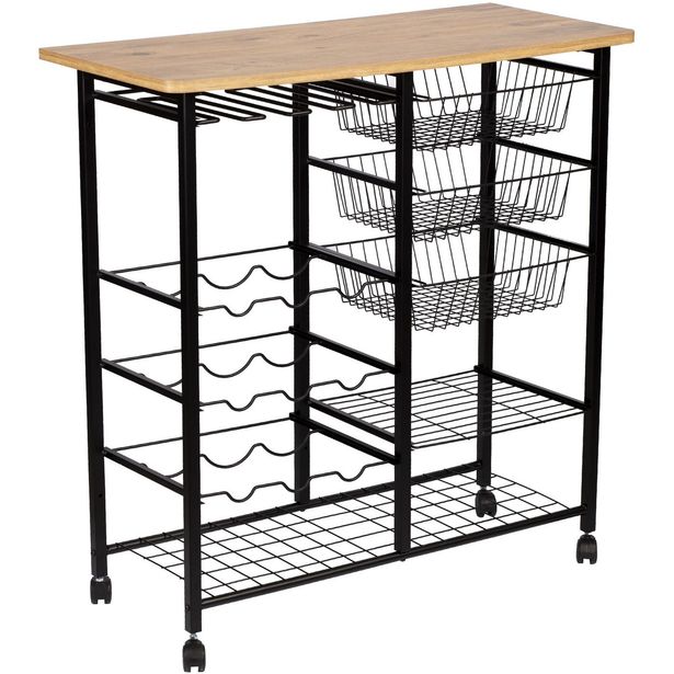 Säilytyspöytä keittiöön Linento Furniture Laney mänty/musta