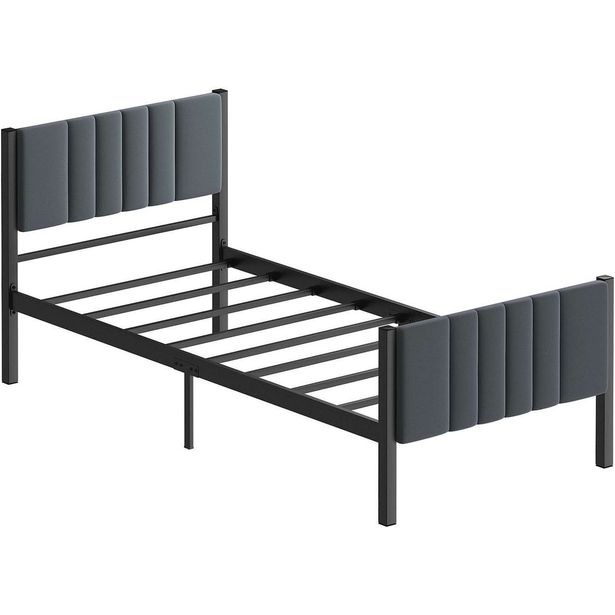 Sängynrunko Linento Furniture Lotus, 90x190cm, metalli, antrasiitti
