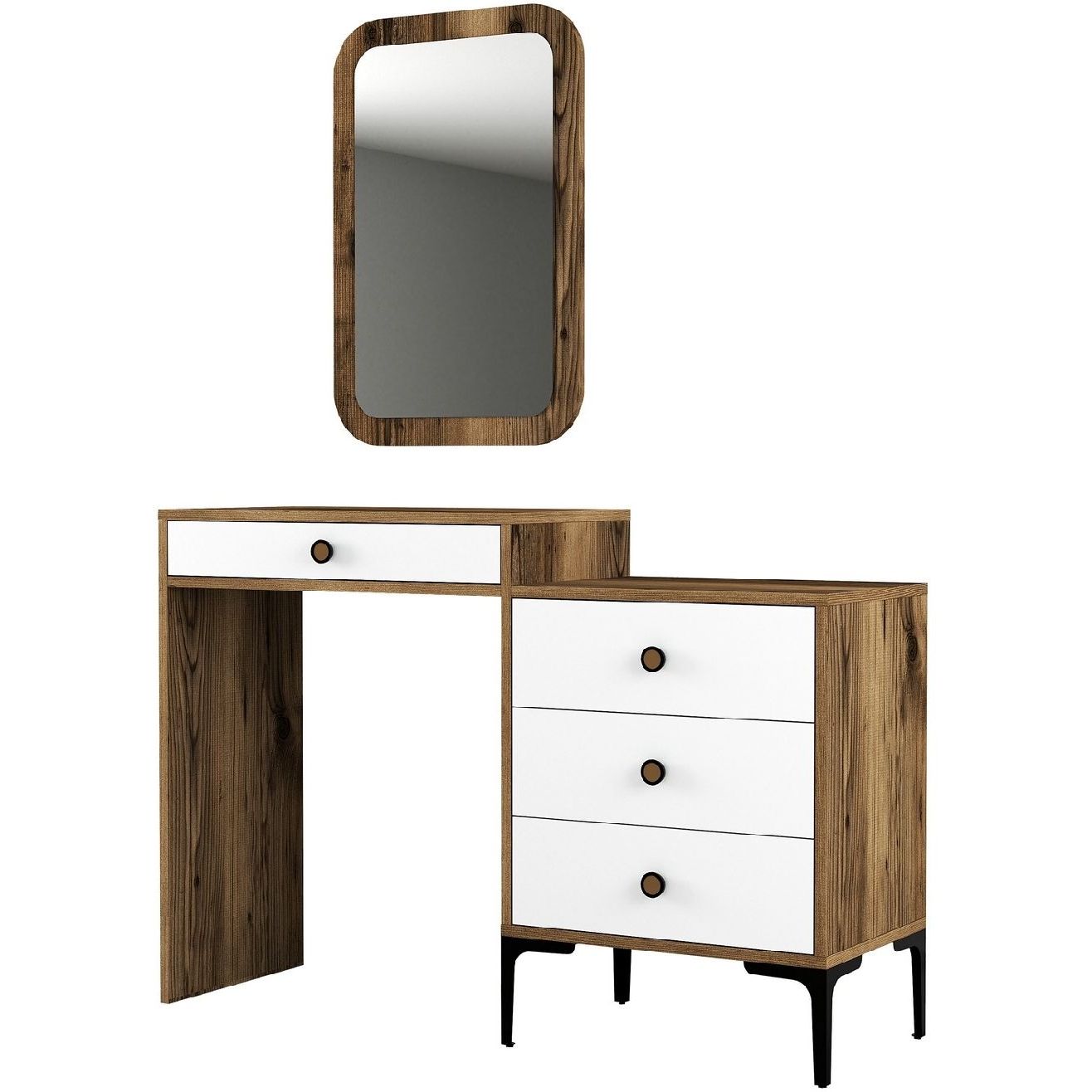 Lipasto ja peili Linento Furniture Lizbon 544 pähkinä/valkoinen