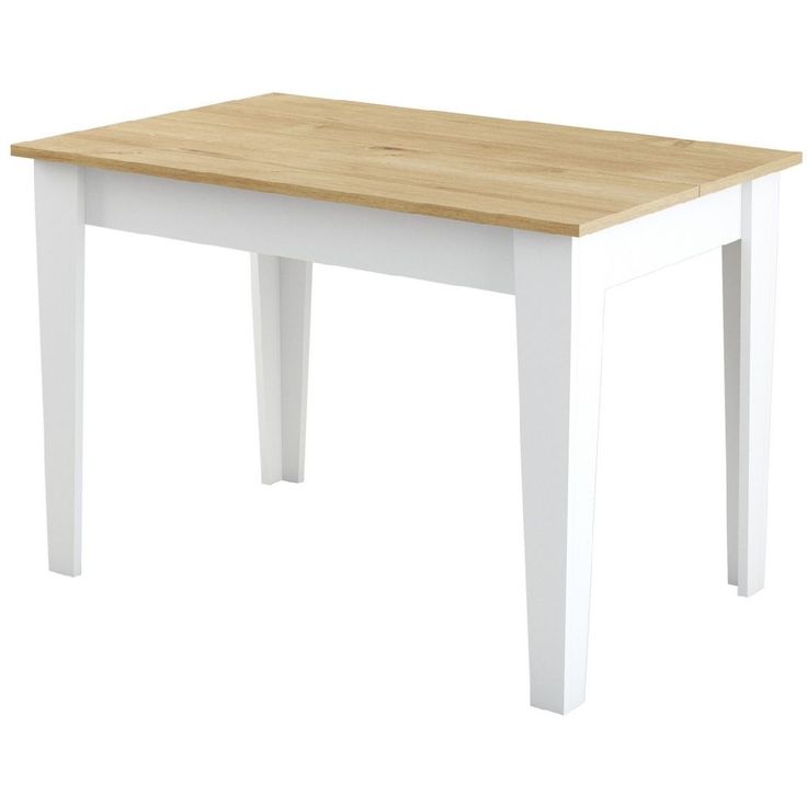 Ruokapöytä Linento Furniture Kiev 512 valkoinen/tammi