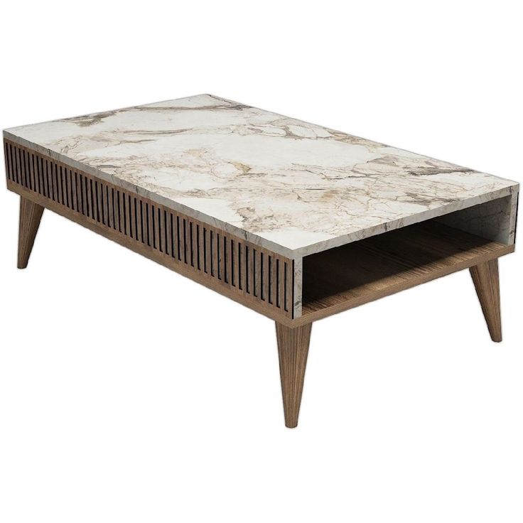 Sohvapöytä Linento Furniture Milan pähkinä/valkoinen marmori