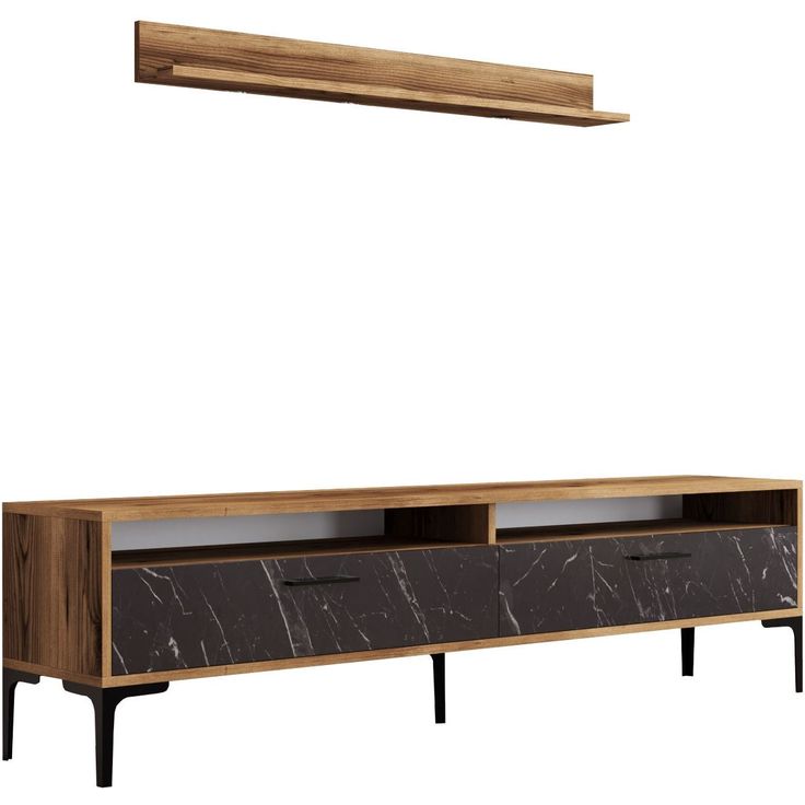TV-taso ja hylly Linento Furniture Istanbul, ruskea/musta