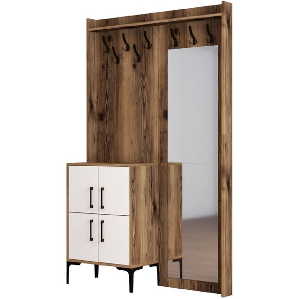 Vaatenaulakko Linento Furniture Berlin BC pähkinä/valkoinen