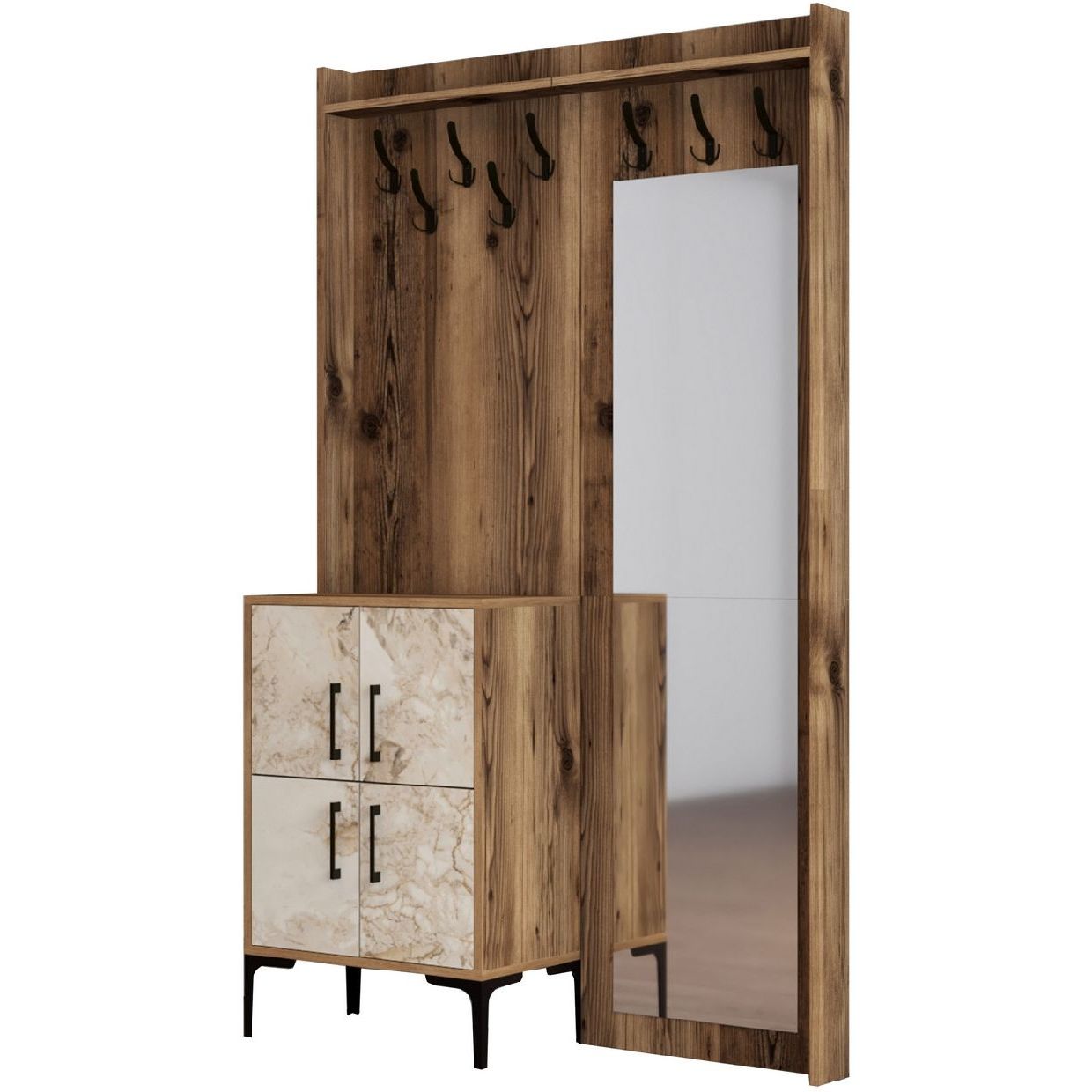 Vaatenaulakko Linento Furniture Berlin BC pähkinä/valkoinen marmori
