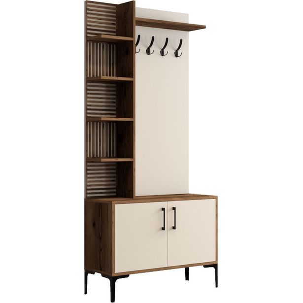 Säilytyskokonaisuus Linento Furniture Viyana 90cm, ruskea/valkoinen
