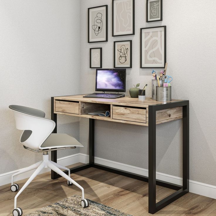 Työpöytä Linento Furniture Ogene, 105x55cm, ruskea
