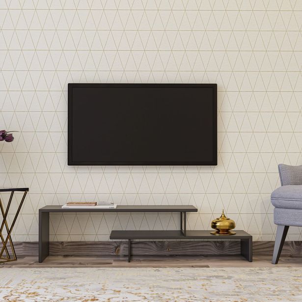 TV-taso Linento Furniture Ovit, leveys 120cm, musta/antrasiitti
