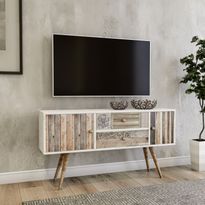 TV-taso Linento Furniture Odense, leveys 122cm, ruskea/valkoinen
